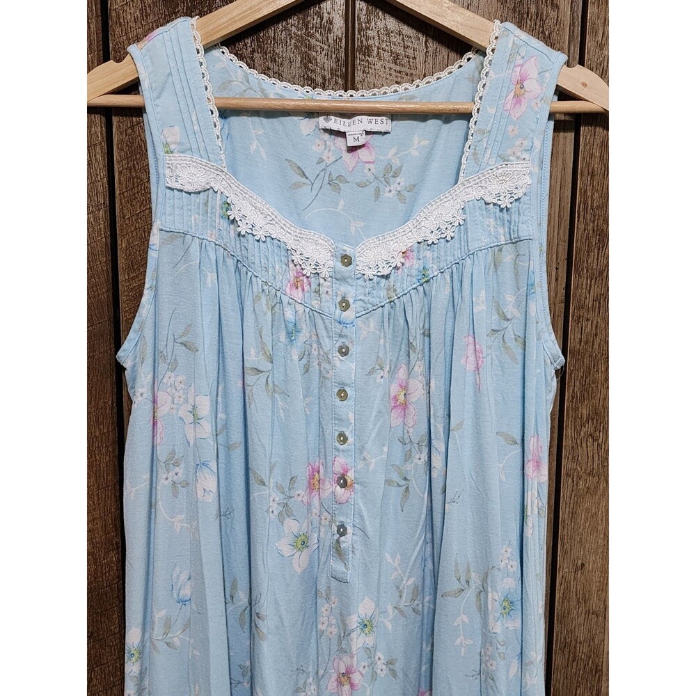 Eileen West Cottage Rose Cotton Lawn Sleeveless Sleep Night Gown Sz M - Picture 4 of 11